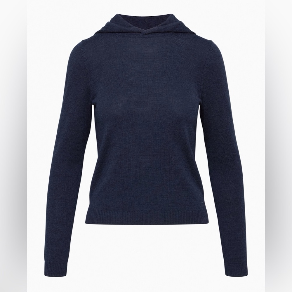 Aritzia TNA Merino Wool Blue Navy Adri Hoodie Machine Washable Wool (XS)